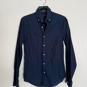 Zara Men's Dark Navy Button-Down Dress Shirt